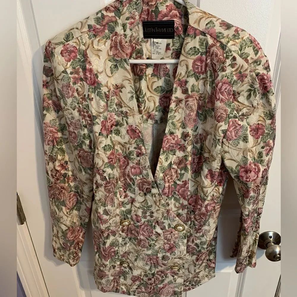 Vintage 80's Just inThyme size 10 floral blazer jacket medium